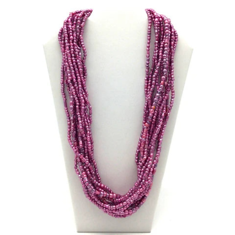 27" Multi Pearl Pink Glass Bead Necklaces