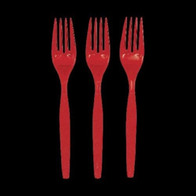 Red Color Plastic Forks