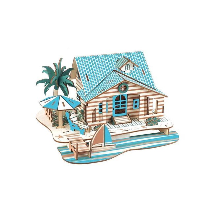 Natural Wood 3D Puzzle Bali Island Villa Craft Building Set