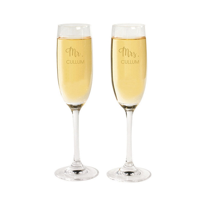 Personalized Mr. & Mrs. Glass Champagne Flutes