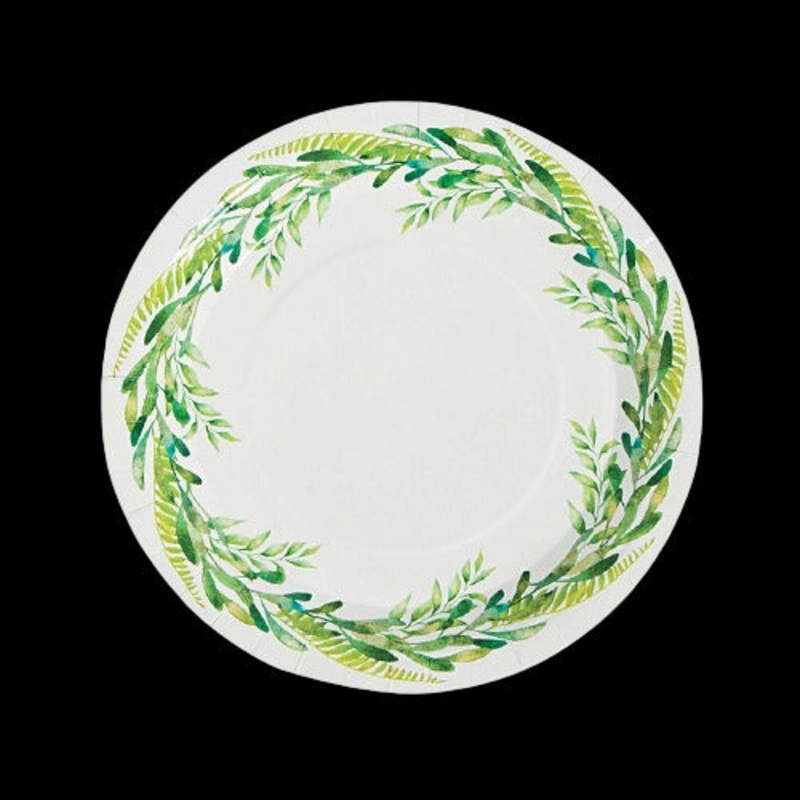 Spring Greenery Paper Dinner Plates