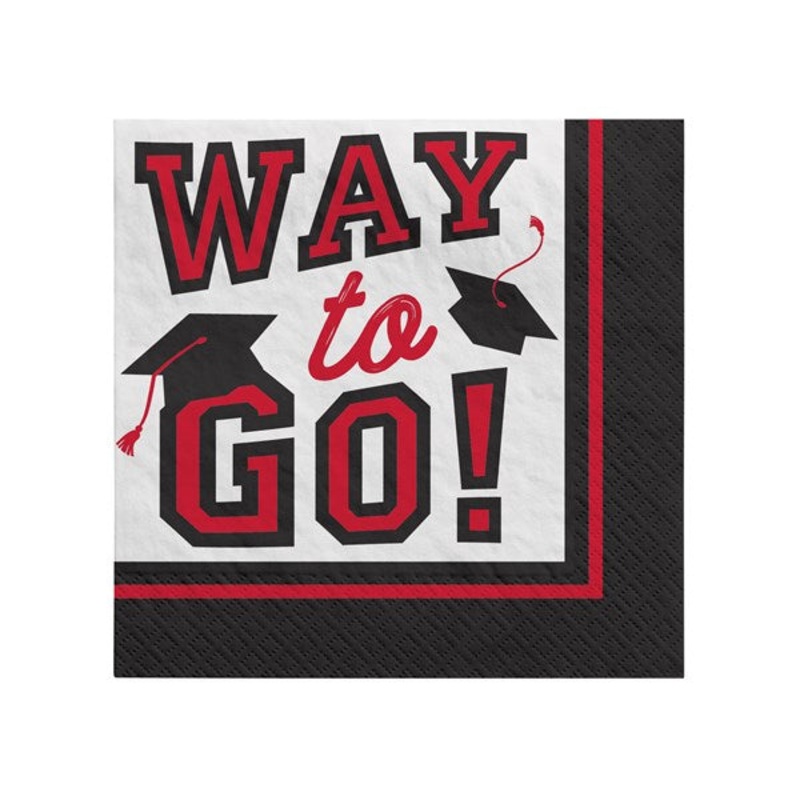 Red Graduation Beverage Napkins (40 Per pack)