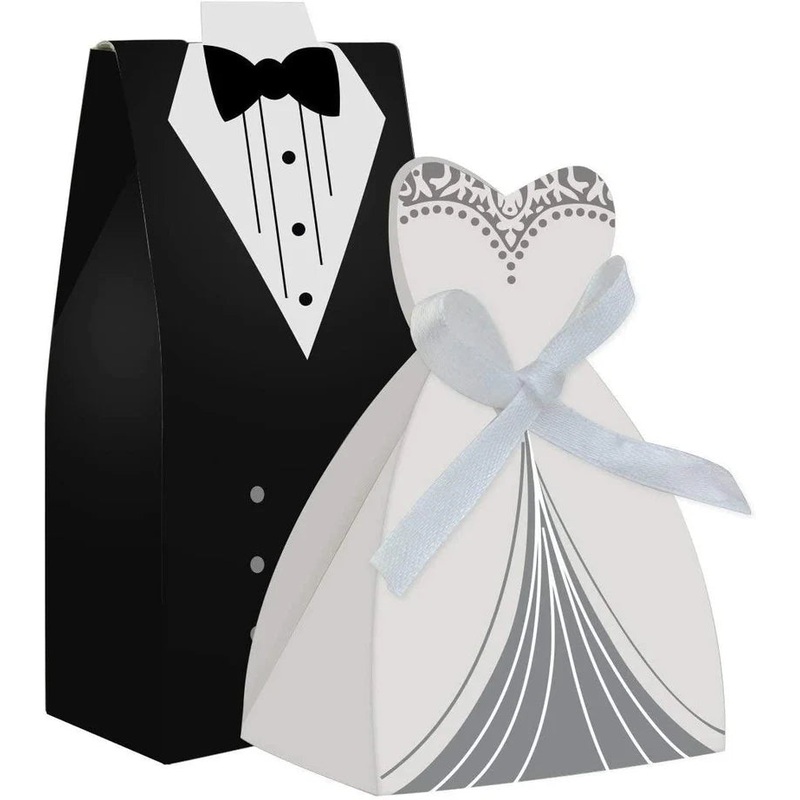 100pcs Party Wedding Favor Dress & Tuxedo Bride and favor Boxes