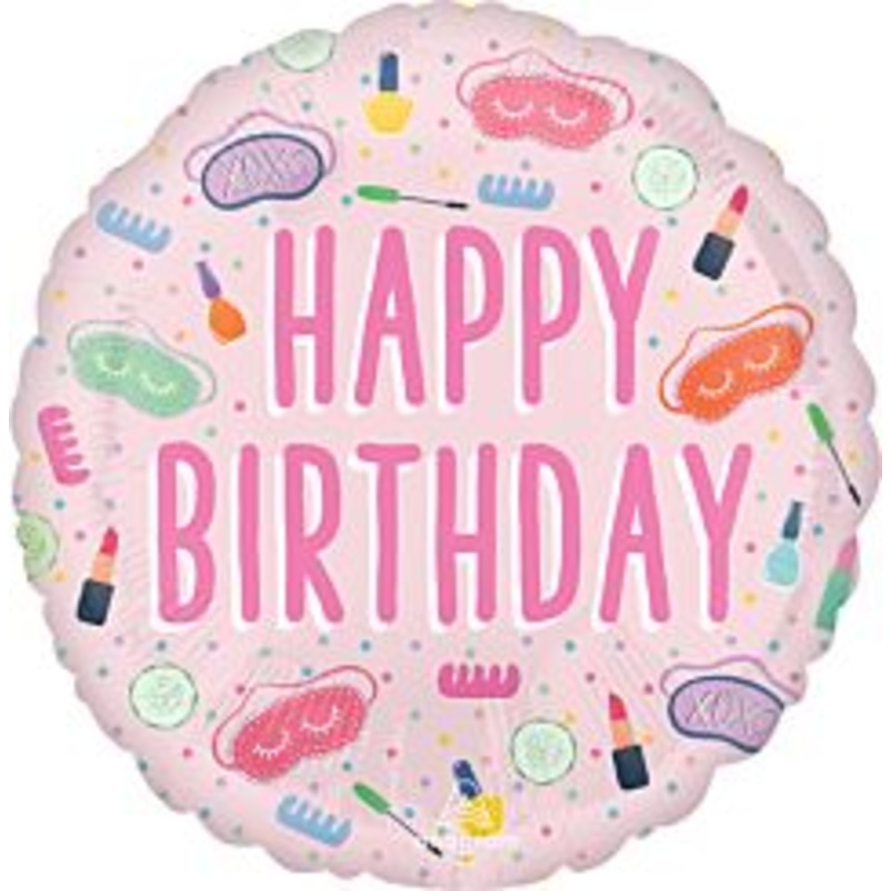 #296 Spa Party Birthday 18in Printed Mylar