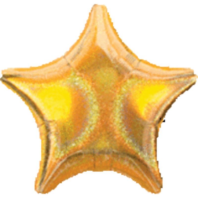 #623 Holographic Gold Star 18in Printed Mylar