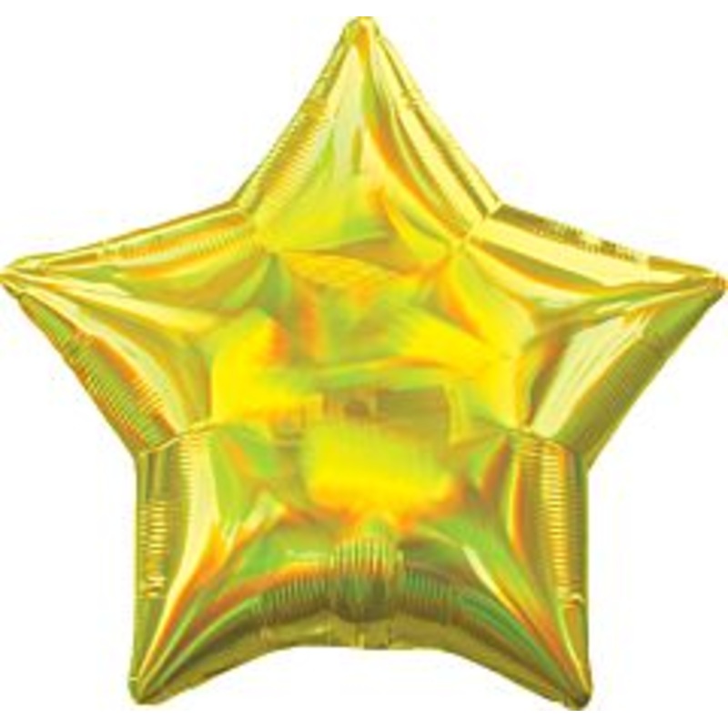 #676 Iridescent Yellow Star 18in Printed Mylar