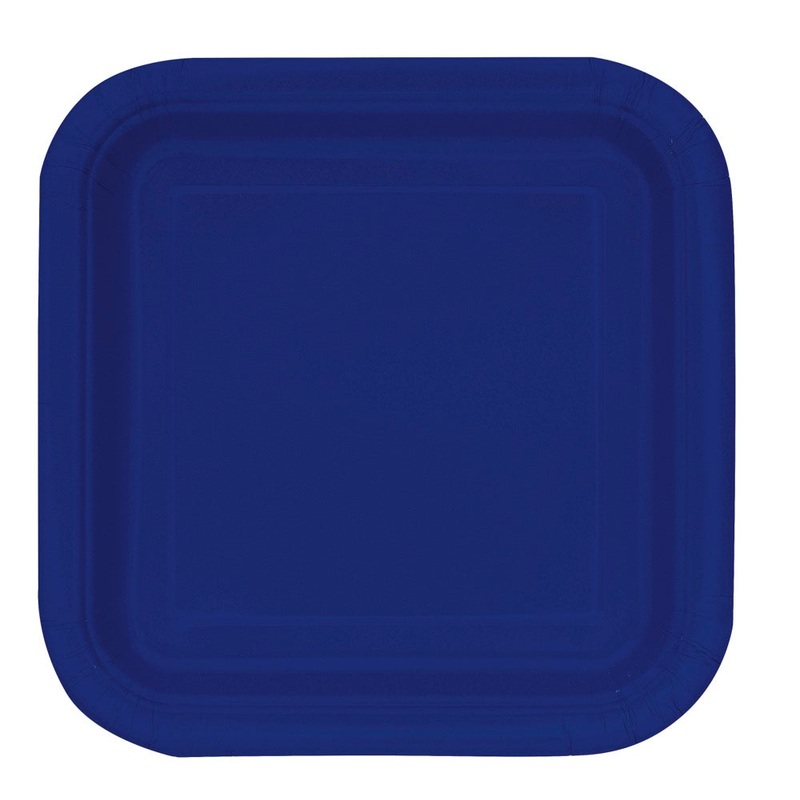 Navy Blue Square 9in Dinner Plates 14ct
