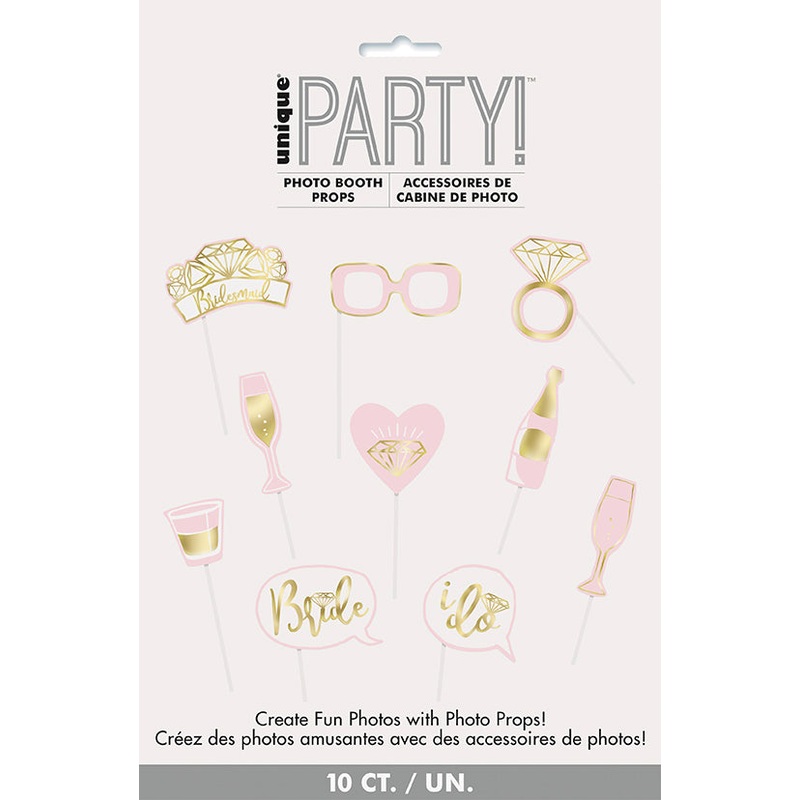Pink and Gold Foil Bachelorette Party Photo Booth Props 10ct