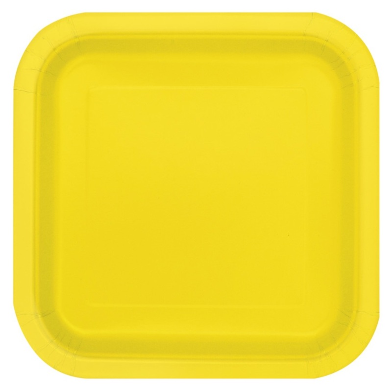 Yellow Square 7in Dessert Plates 16ct