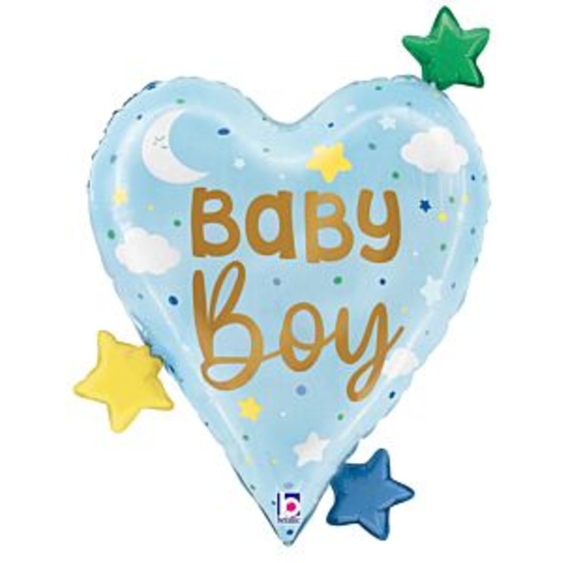 #187 Baby Boy Heart Stars 25in Supershape