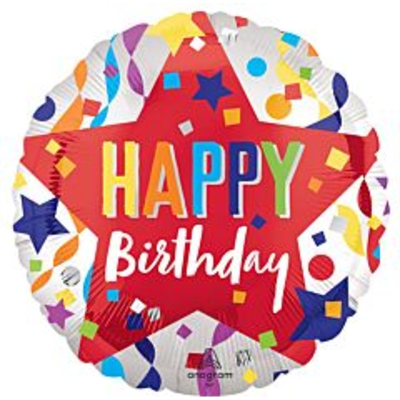 #287 Satin Star Birthday 18in Printed Mylar
