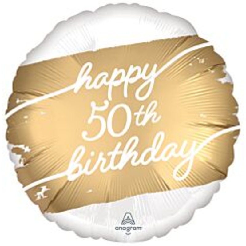 #372 Gold Birthday 50 18in Printed Mylar