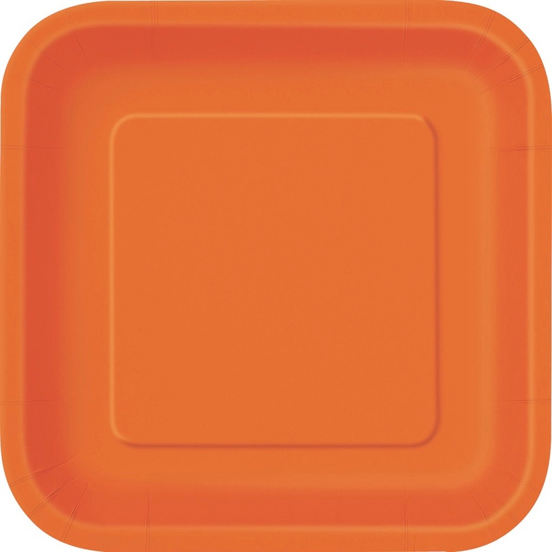 Orange Square 7in Dessert Plates 16ct