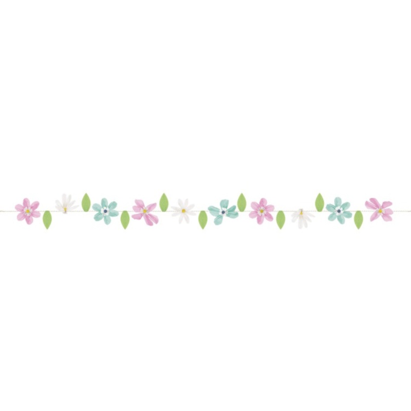 Spring Florals Crepe Paper & Pompom Flower Garland