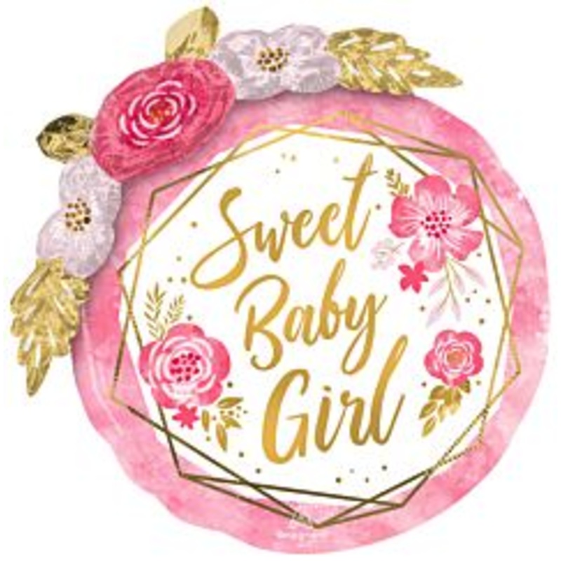 #189 Baby Girl Floral Geo 27in Supershape