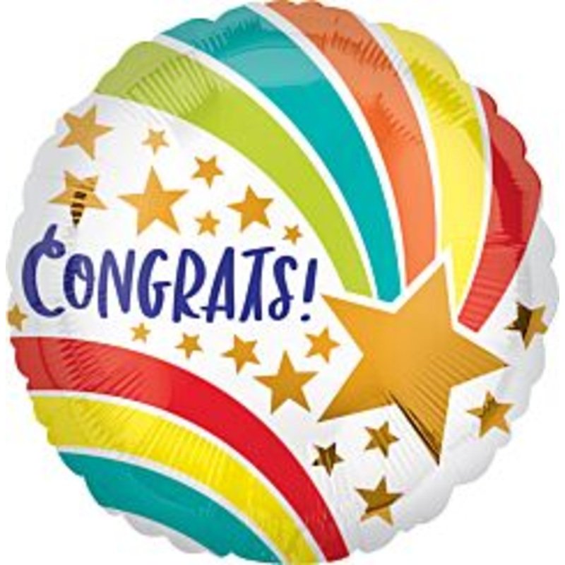 #484 Congrats Gold Shooting Star 18in Printed Mylar