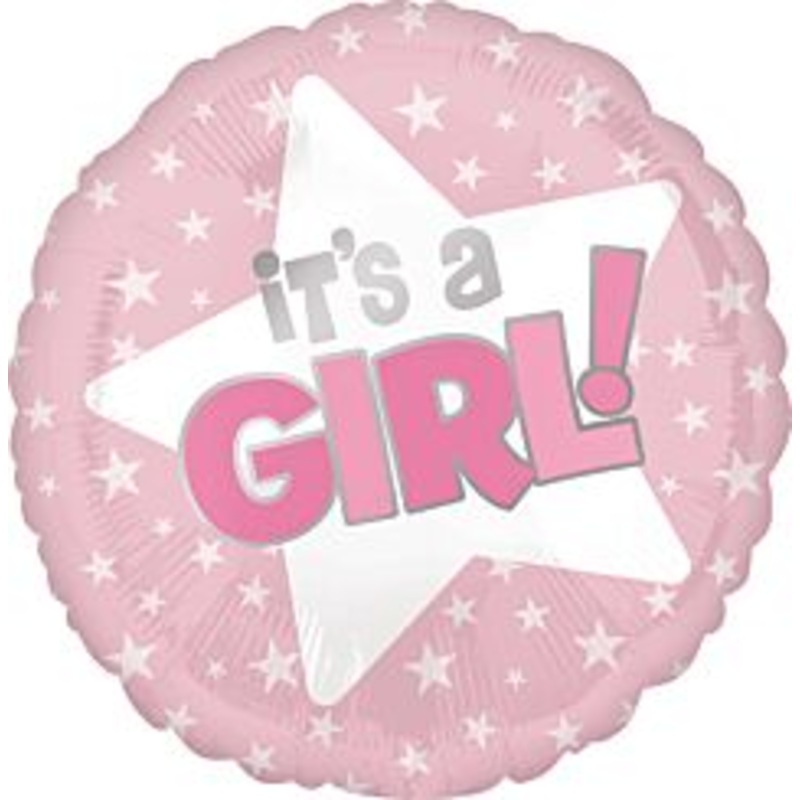 #581 It's a Girl Pink Star Fit 18in Printed Mylar