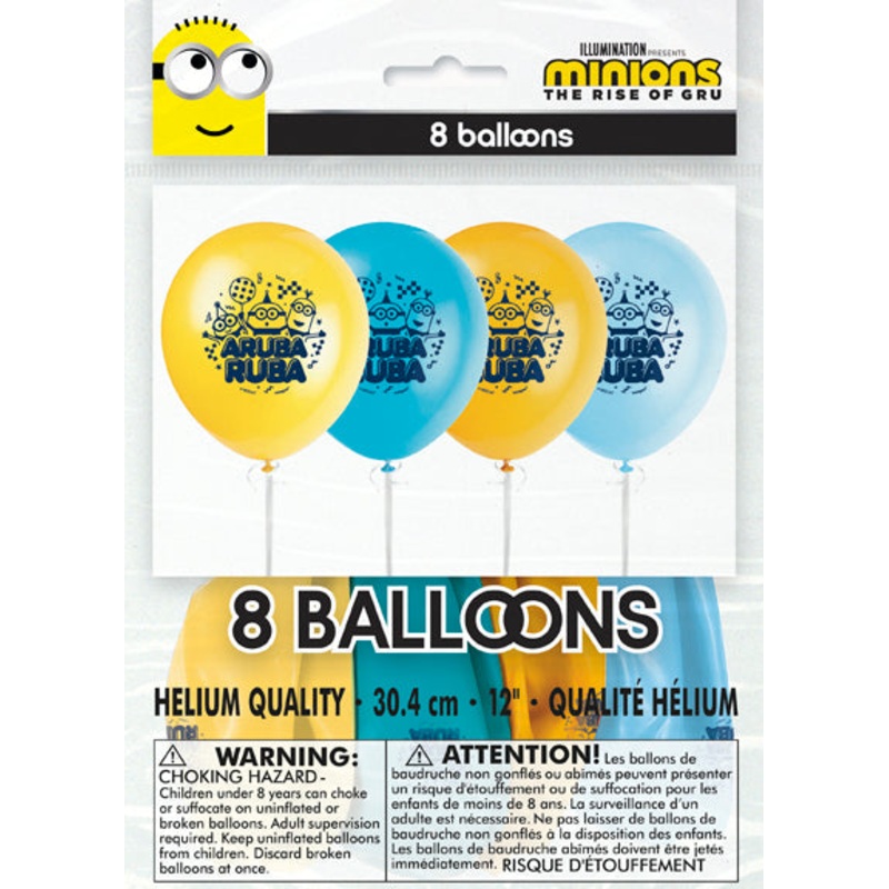 Minions 2 12in Latex Balloons 8ct