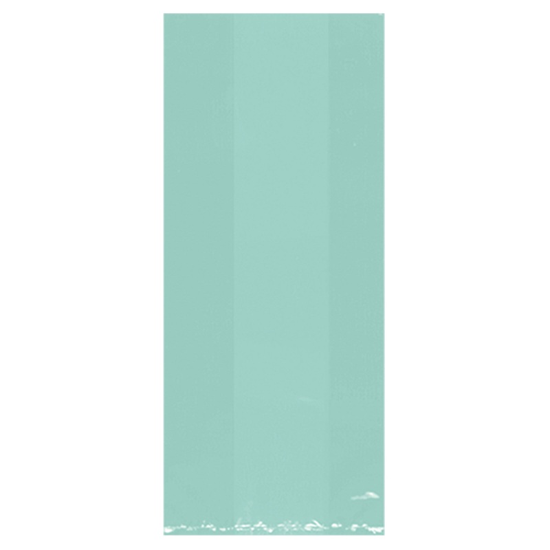 Robins Egg Blue Small Cello Party Bags - 4in x 9.5in x 2in - 25ct