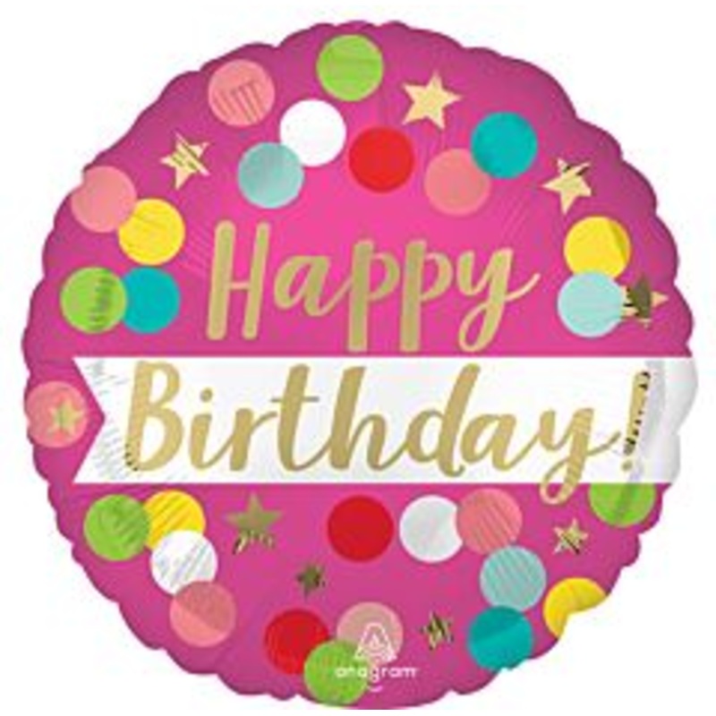 #314 Pink Birthday Sparkle 18in Printed Mylar
