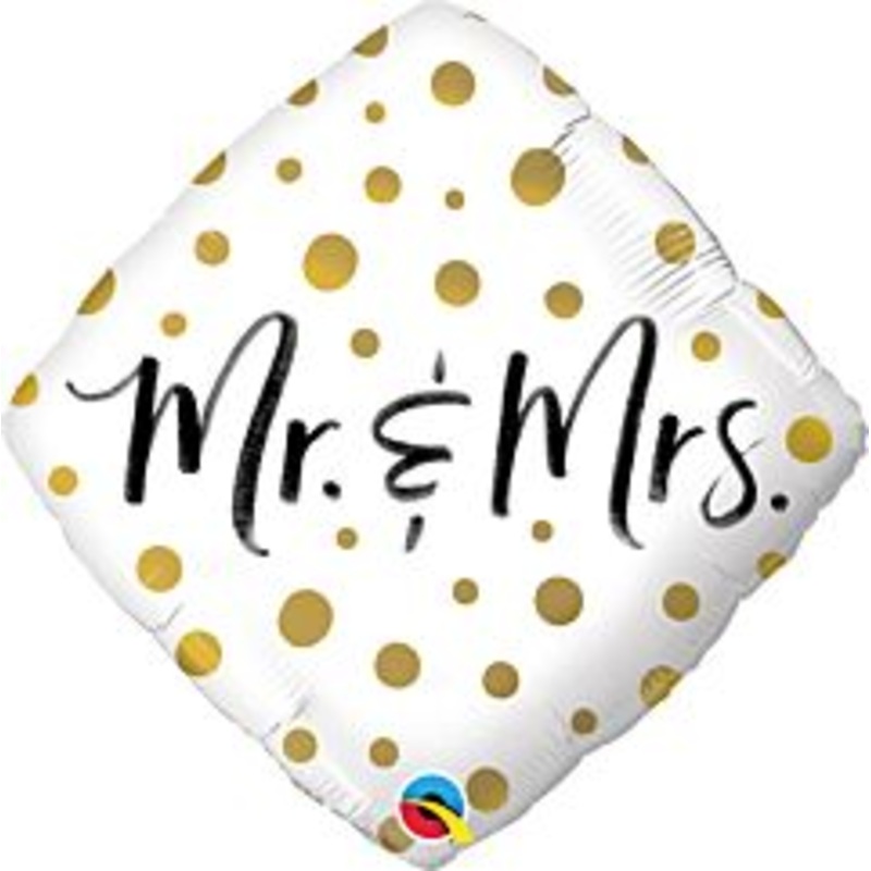 #574 Mr and Mrs Gold Dots 18in Printed Mylar