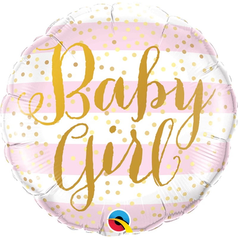 #591 Baby Girl Pink Stripes 18in Printed Mylar