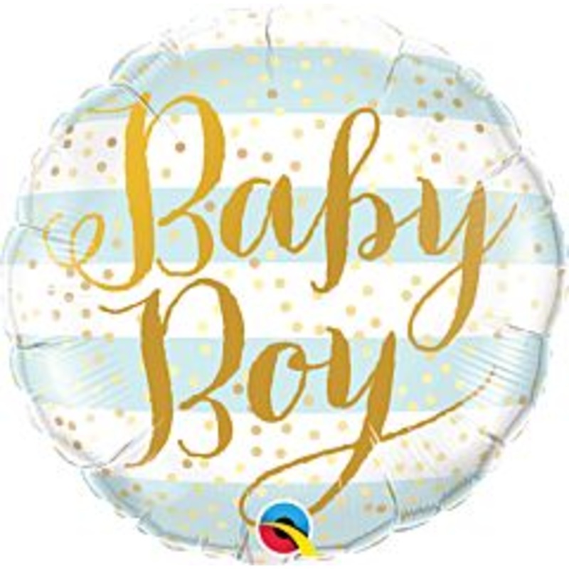 #597 Baby Boy Stripes & Dots 18in Printed Mylar