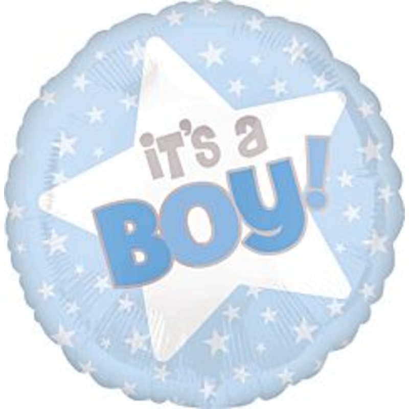 #598 It's A Boy Blue Star 18in Printed Mylar