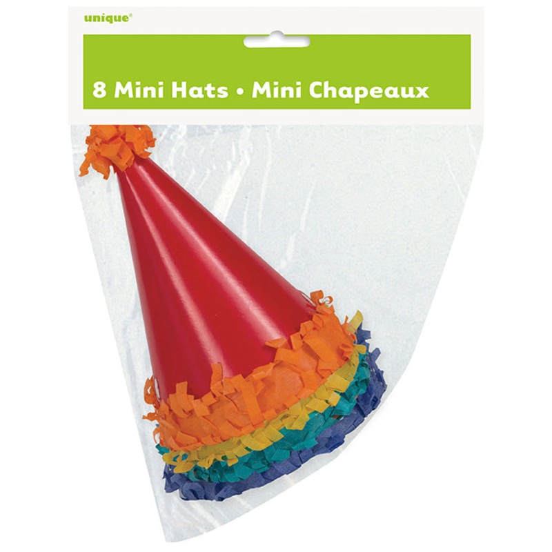 Pom Pom Mini Party Hats 8ct