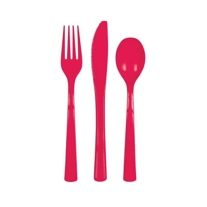 Red Assorted Plastic Cutlery 18ct
