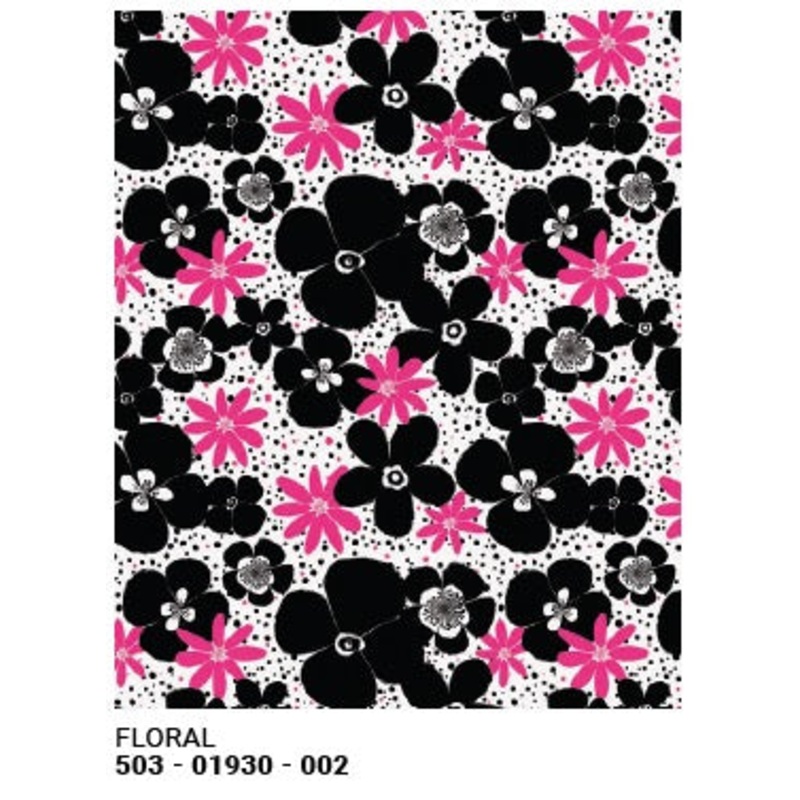 Roll Wrap Floral Black/Pink 30in x 5ft