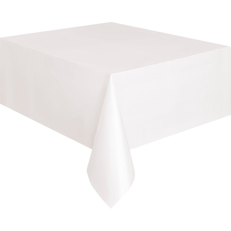 White Rectangular Plastic Table Cover 54in x 108in