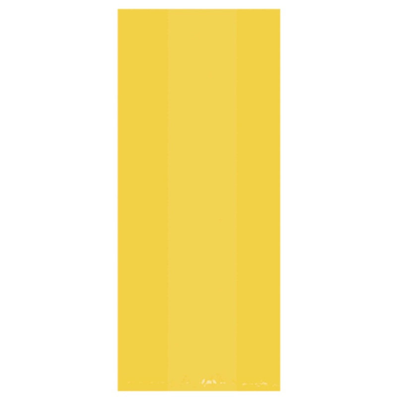Yellow Sunshine Large Cello Party Bags - 5in x 11.5in x 3in - 25ct